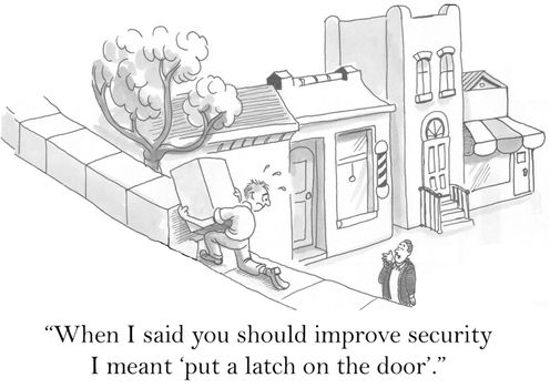 "When I said you should improve security I meant 'put a latch on the door'."