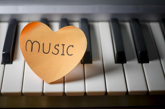 heart on key piano say love music