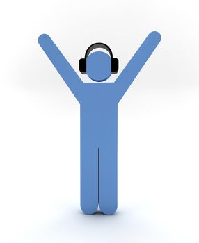 A happy man listen music with an headphone