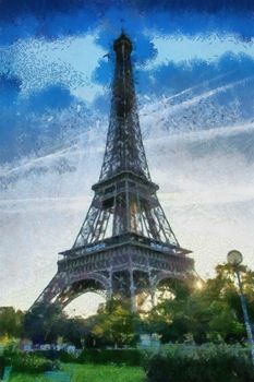 Image of Tour Eiffel modified like a painting