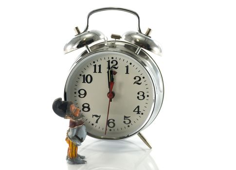leprechaun checking the time to twelve o clock