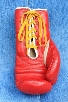 Close-up of red boxing glove