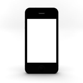 Mobile phone with blank screen for copy space