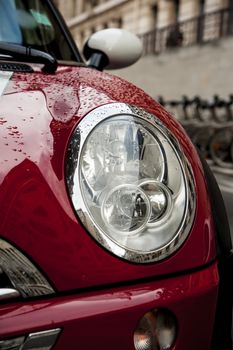 Close up of a generic sport elegant red car