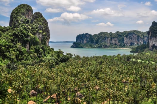 panorama on railay beach Krabi Thailand, Asia.