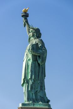 Statue of Liberty on Hudson River in NYC