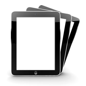 Three tablets isolated on a white background