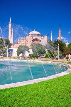 Beautiful view of  Hagia Sophia in Istanbul, Turkey