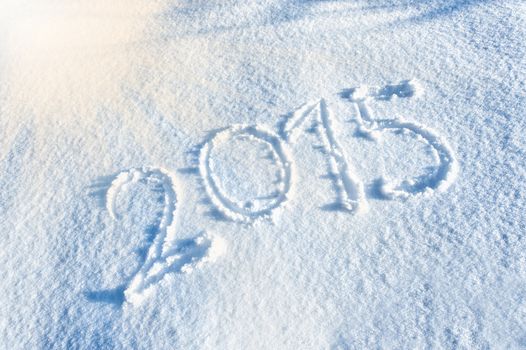 Year 2014 written in Snow in High Key