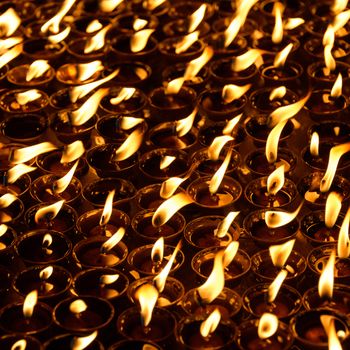 Butter lamps in a buddhist monastery