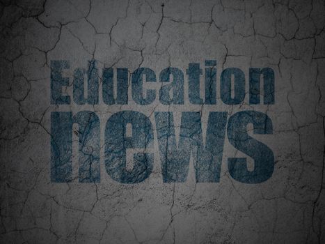 News concept: Blue Education News on grunge textured concrete wall background, 3d render