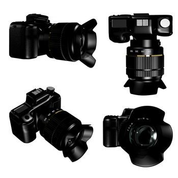 3d illustration of a camera in four species