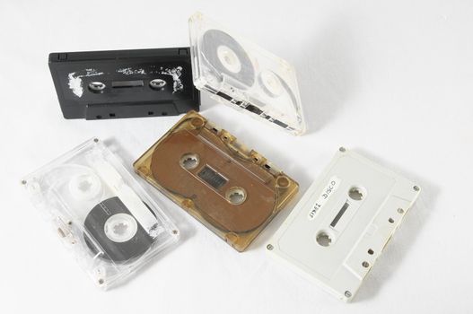 Ancient Vintage Used Musicassette over a White Background