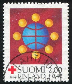 FINLAND - CIRCA 1984: stamp printed by Finland, shows Symbolic world communication, circa 1984