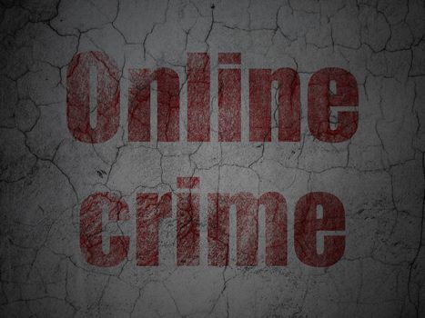 Safety concept: Red Online Crime on grunge textured concrete wall background, 3d render
