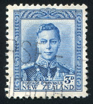 NEW ZEALAND - CIRCA 1944: stamp printed by New Zealand, shows King George VI, circa 1944