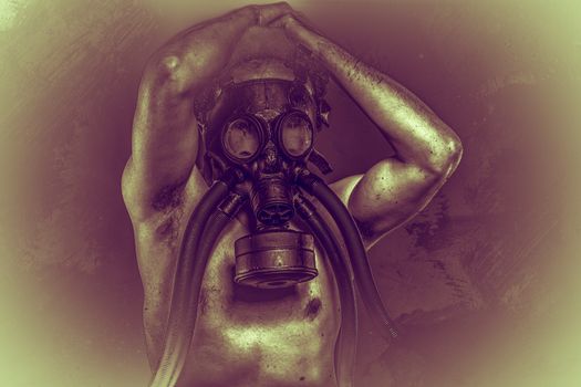 Toxic, gas mask, Male model, evil, blind, fallen angel of death
