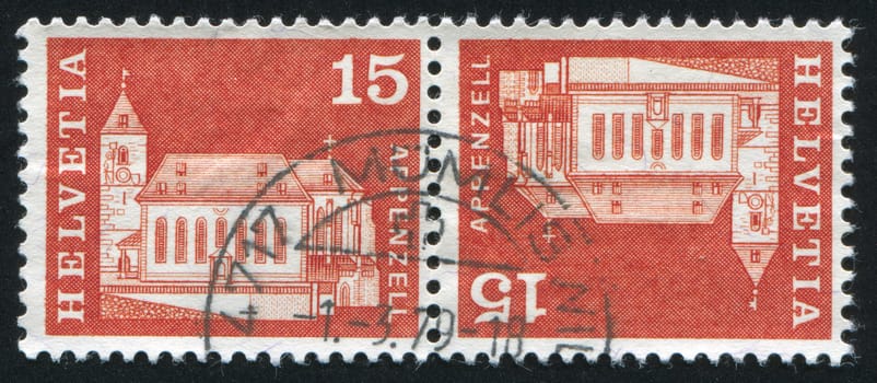 SWITZERLAND - CIRCA 1968: stamp printed by Switzerland, shows St. Mauritius Church, Appenzell, circa 1968