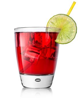 Red alcohol cocktail isolated on a white background