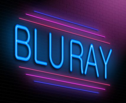 Illustration depicting an illuminated neon sign with a blu ray concept.