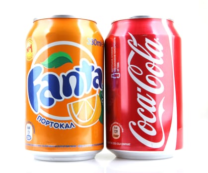 AYTOS, BULGARIA - JANUARY 23, 2014: Global brand of fruit-flavored carbonated soft drinks created by The Coca-Cola Company.