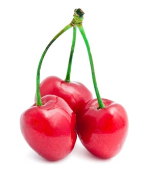 Beautiful red cherry isolated on white background