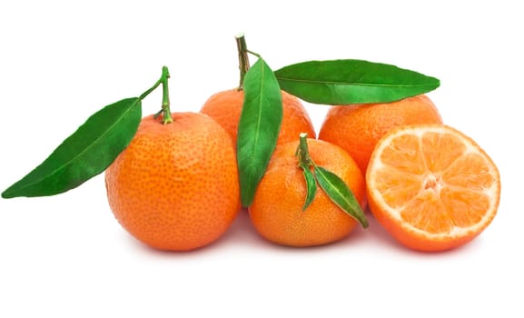 Juicy tangerines or mandarins isolated on white background