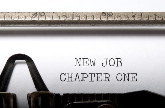 New job, chapter one typed on a vintage typewriter 