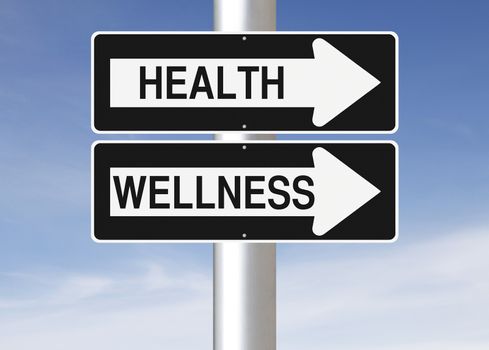 Modified one way street signs on Health and Wellness