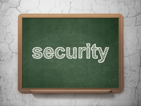 Safety concept: text Security on Green chalkboard on grunge wall background, 3d render