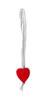 wooden heart sign valentines day with rope knot isolated on white