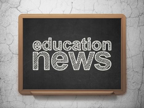 News concept: text Education News on Black chalkboard on grunge wall background, 3d render