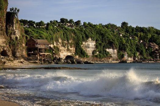 Most popular surfing areas Dreamland beach on Bali, Indonesia