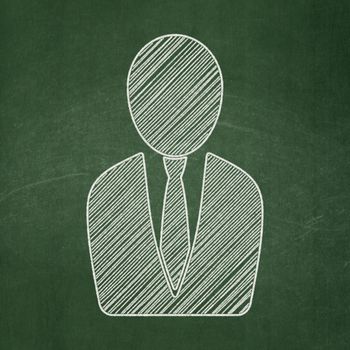 Law concept: Business Man icon on Green chalkboard background, 3d render