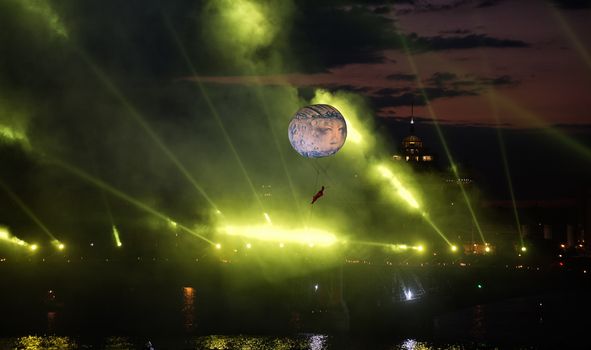 ST.PETERSBURG, RUSSIA - JUNE 24: Celebration Scarlet Sails show during the White Nights Festival, June 24, 2013, St. Petersburg, Russia. 