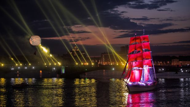 ST.PETERSBURG, RUSSIA - JUNE 24: Celebration Scarlet Sails show during the White Nights Festival, June 24, 2013, St. Petersburg, Russia. 