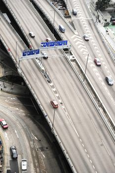 Aerial view of a flyover in Hong Kong