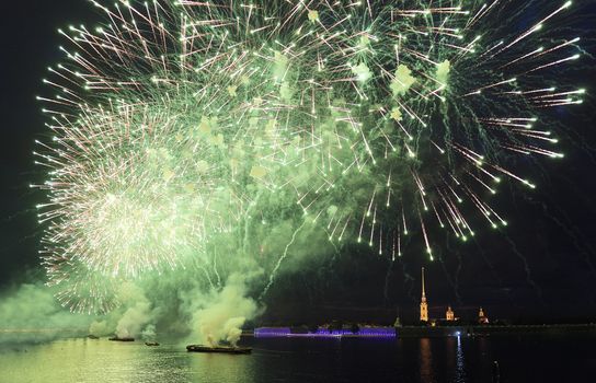 ST.PETERSBURG, RUSSIA - JUNE 24: Celebration Scarlet Sails show during the White Nights Festival, June 24, 2013, St. Petersburg, Russia. 