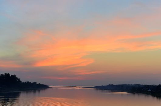 Sunset on a lake. Beautiful summer sunset on the lake 