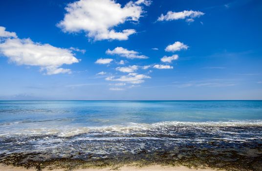 Beautiful landscape of a tropical beach with a beautiful blue sky