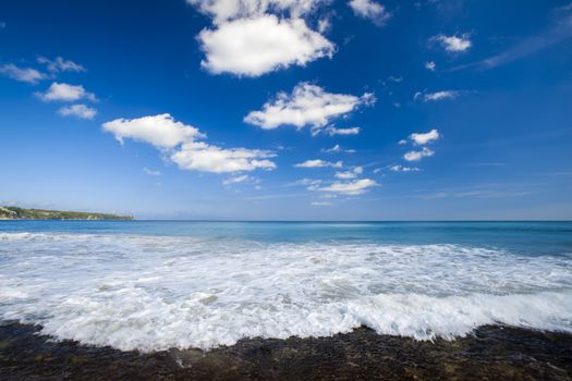 Beautiful landscape of a tropical beach with a beautiful blue sky