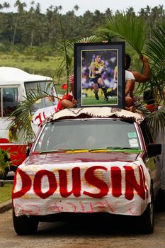 People celebrate arriving Fuifui Moimoi on Vavau island, Tonga