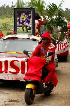 People celebrate arriving Fuifui Moimoi on Vavau island, Tonga