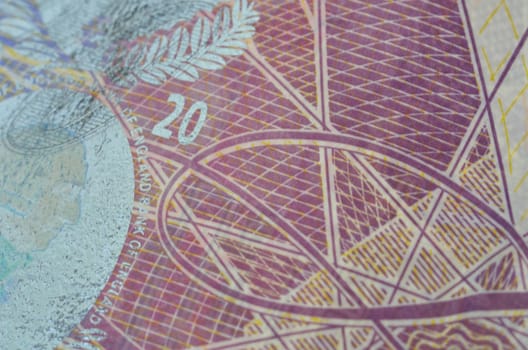 Bank note in extreme close up