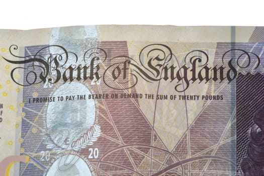 Bank of England banknote in close up