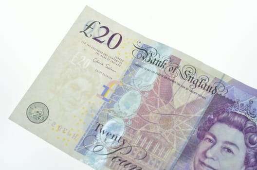 Twenty pound note in detail