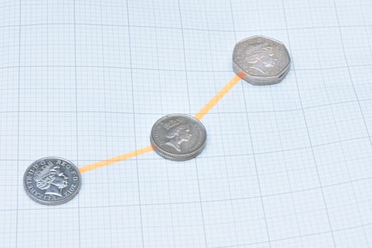 Coins increasing in line