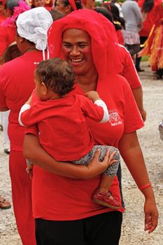 People celebrate arriving Fuifui Moimoi on Vavau island, Tonga