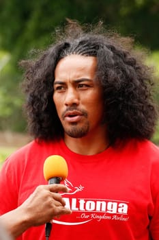 Fuifui Moimoi gives interview upon arrival at his home island Vavau, Tonga