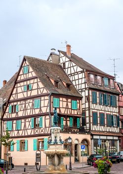 Frame House and Fountain in Colmar, France